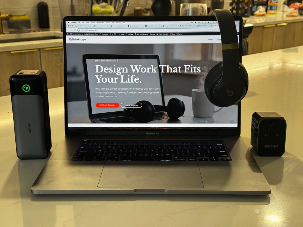remote work setup — laptop and workspace